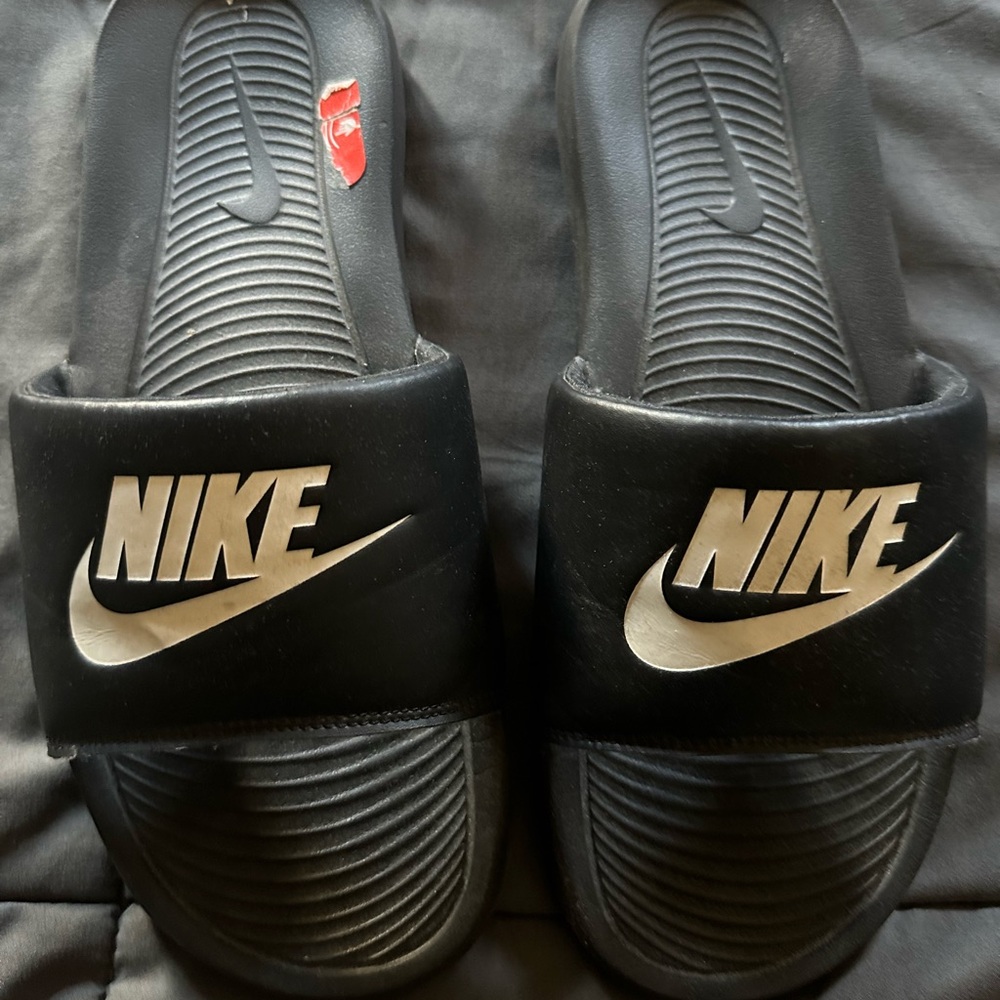 Nike Black and White Slide Sandals